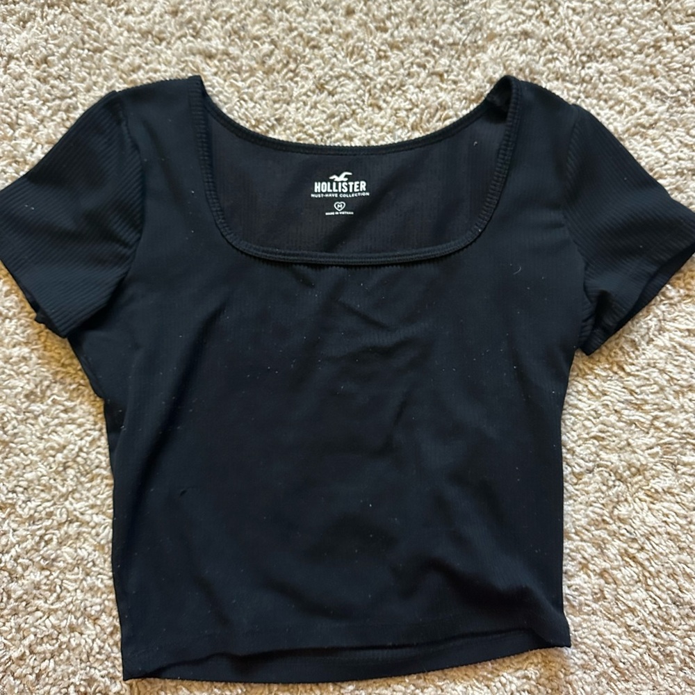 Hollister Women's Black Square Neck Crop Top